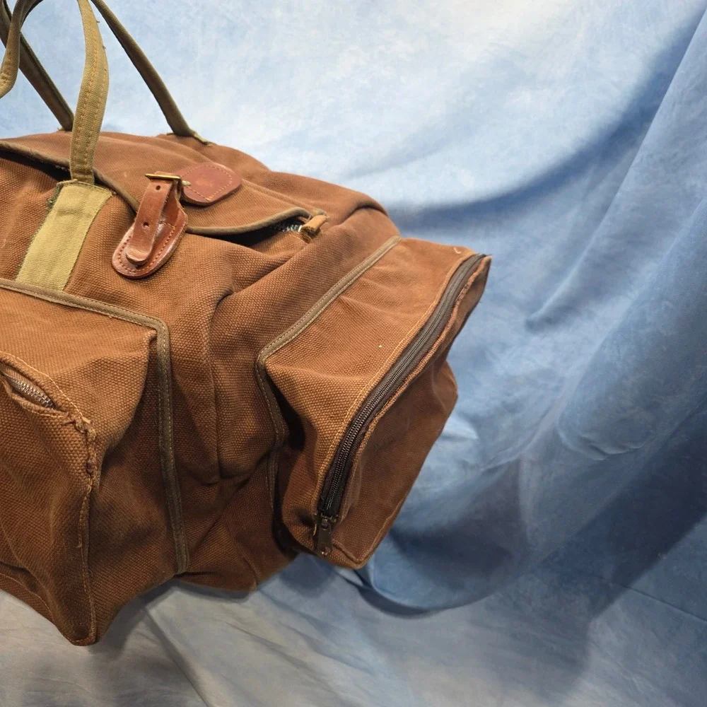 Vintage Black Sheep Canvas Duffel Bag Brown Buddy Schoellkopf Travel Luggage